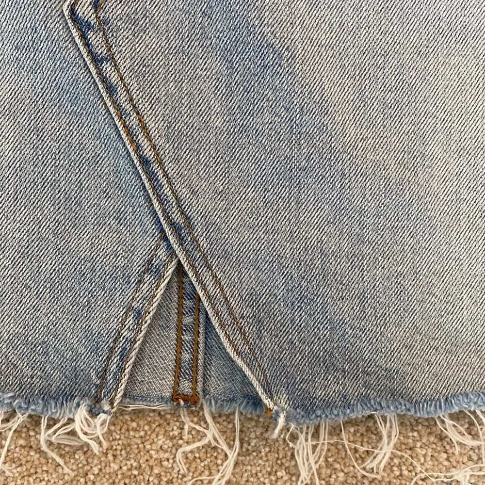 Madewell Rigid Denim A-Line Skirt Cut Out Edition Raw Hem Size 27